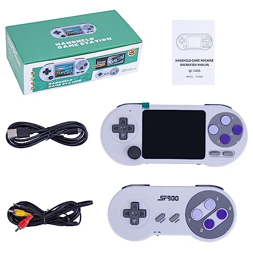 ATHUAH ATHUAH Data Frog SF2000 Handheld-Spielkonsole, tragbare Mini-Arcade-Handheld-Handheld-7,6 cm IPS-HD-Bildschirm mit eingebauten 6000 Spielen, Controller-Spielekonsole für Kinder und Erwachsene von ATHUAH