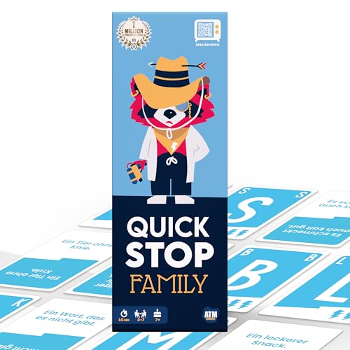 QuickStop - Das Buchstaben-Duell - Familien-Edition - Kartenspiel für Kinder und Familien - Schnell und Verrückt - 2 bis 7 Spieler - Kartenspiel ab 7 Jahren - Familienspiel QuickStop - Das Buchstaben-Duell - Familien-Edition - Kartenspiel für Kinder und Familien - Schnell und Verrückt - 2 bis 7 Spieler - Kartenspiel ab 7 Jahren - Familienspiel von ATM Gaming