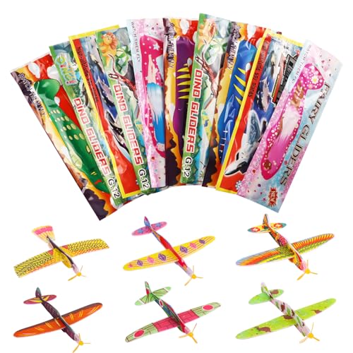 ATMWM 24x Styroporflieger, Set aus gemischten einzeln verpackten Gleitflugzeugen, Kinderdinosaurier Gleitflugzeuge Set Styroporgleiter Wurf-Gleiter Flieger Gleiter ideal Kindergeburtstag von ATMWM