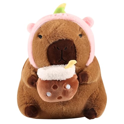 ATMWM Capybara Plüschtier, 35CM Capybara Kuscheltier, Niedliche Capybara Kuscheltier, Wasserschwein Plüschtier, Super Weiche Capybara Plushies Puppen für Home Deko Kinder Geschenke(Rosa Hut) von ATMWM