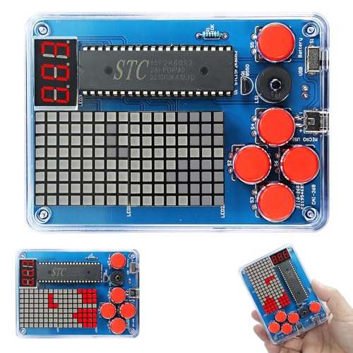 DIY Spielkonsolen Handset mit Acrylgehäuse, DIY Lötübungsset, DIY Retro Classic Elektronik Set, Elektronik Baukasten Handheld Game Console für Wissenschaft Bildung Spaß Löten Lernen Set von ATMWM