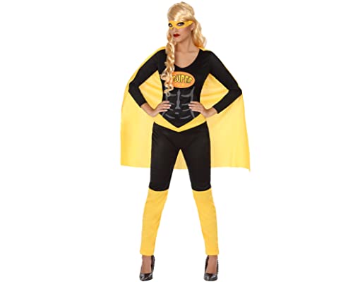 ATOSA 54084 COSTUME COMIC HERO BLACK XS-S, Damen, Schwarz/Gelb von ATOSA