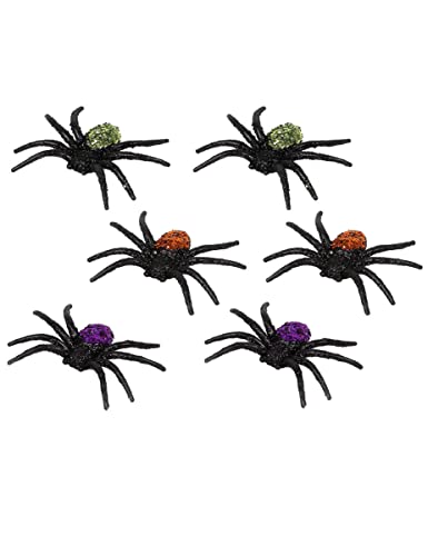 ATOSA Glitzerndes Spinnen-Set Halloween-Deko 6 Stück rot-blau-grün - Multicolore von ATOSA