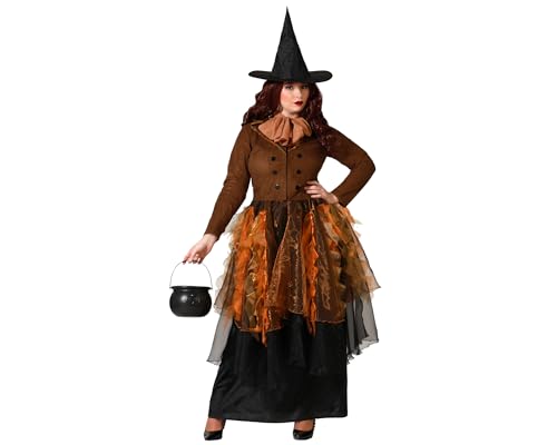 ATOSA brown witch costume dress with hat woman adult XS von ATOSA