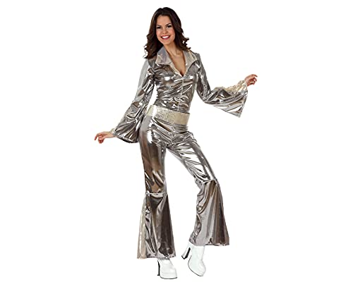 ATOSA | 70er Jahre Damen Disco Kostüm Silber | Metallic Jumpsuit mit Gürtel | Ideal für Mottopartys, Karneval | ABBA Disco & Style Musik | Saturday Night Fever inspiriertes Design | M-L von ATOSA