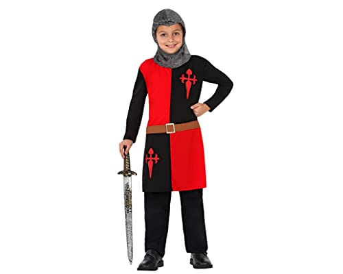 Atosa 23468 Crusades Knight Karnevalskostüm, Jungen, Schwarz/Rot, 140 von ATOSA