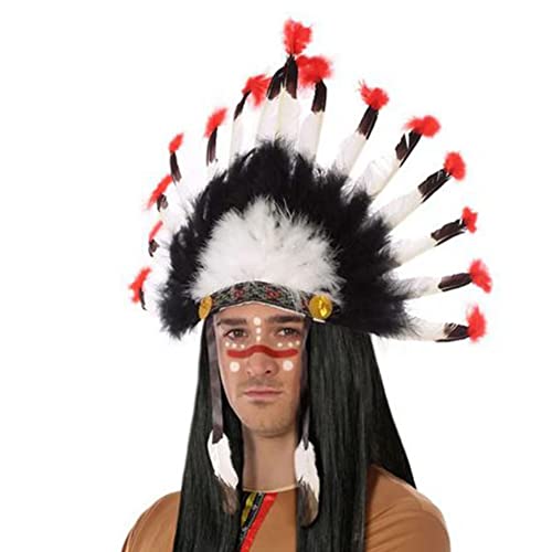 Atosa 39011 Indianer Federschmuck, Schwarz/Weiss/Rot, Unisex – Erwachsene, Universal Adulto von ATOSA