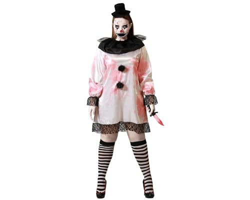 Atosa Clown-Kostüm für Halloween, weiß, klassische Elemente, blutige Details, gruseliger Look und perfekt mit Kunstblut von ATOSA