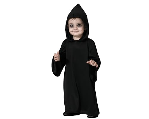 Atosa Grim Reaper Kinderkostüm für Babys, Unisex, Tunika mit Kapuze, Schwarz, Thematik Terror und Mysterium von ATOSA