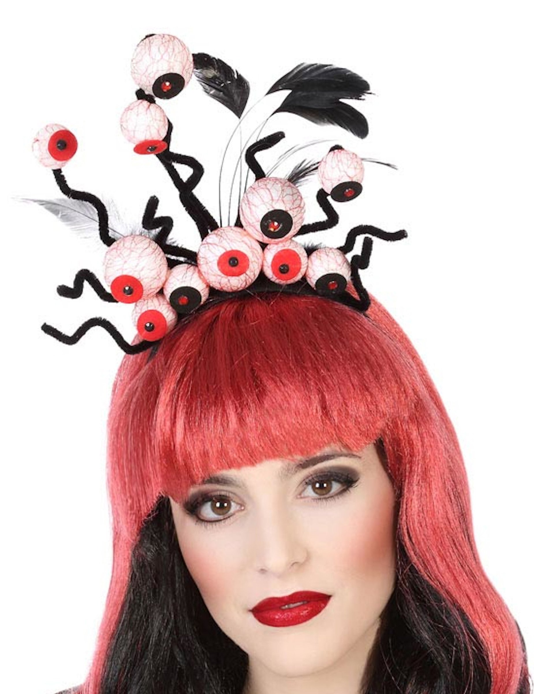 Augen-Haarreif Halloween-Accessoire Haarschmuck schwarz-weiss-rot von ATOSA