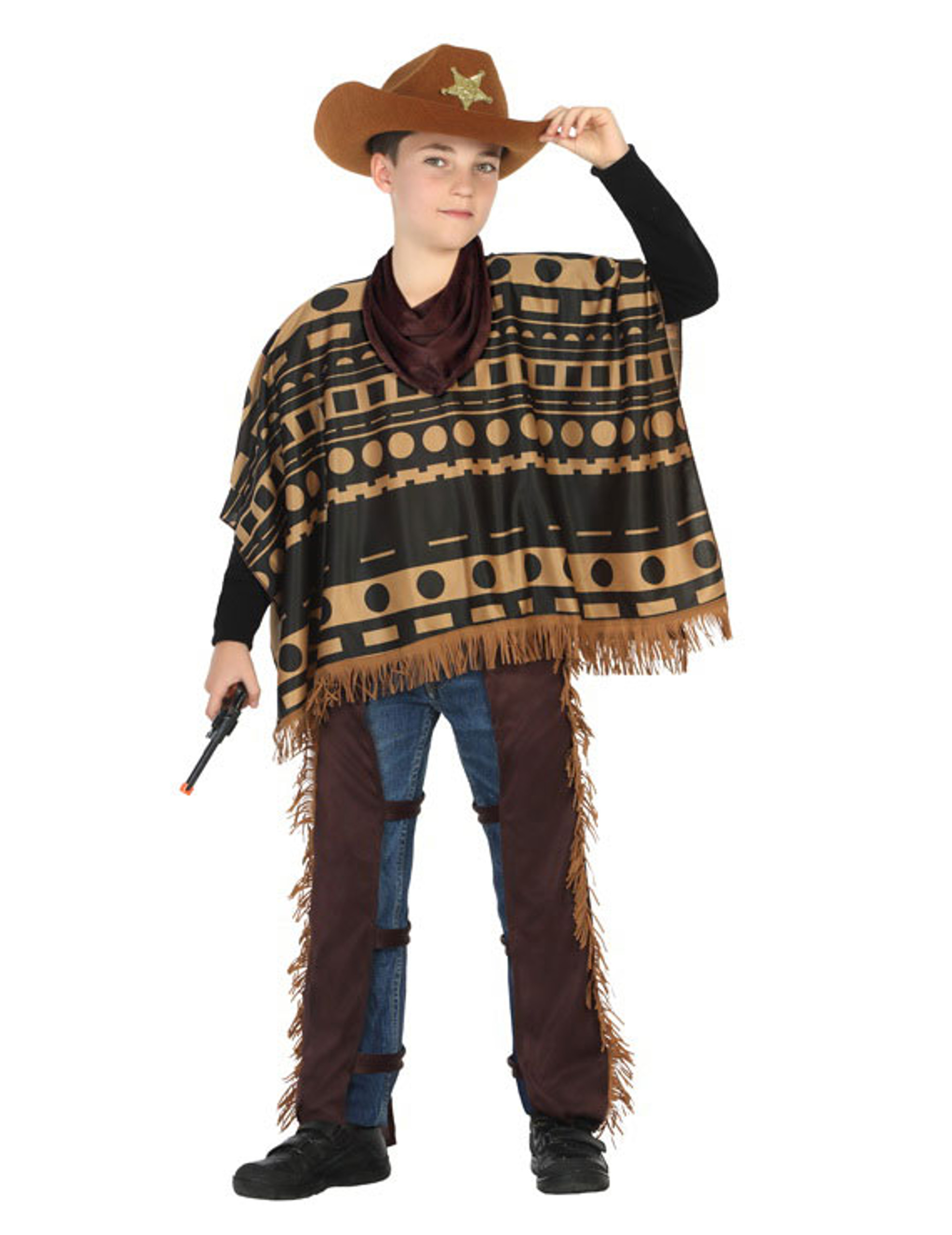 Cowboy-Kostüm für Jungen mit Poncho Faschingskostüm braun von ATOSA