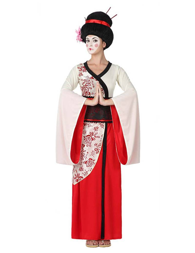 Edle Geisha Damenkostüm Kimono rot-weiss von ATOSA