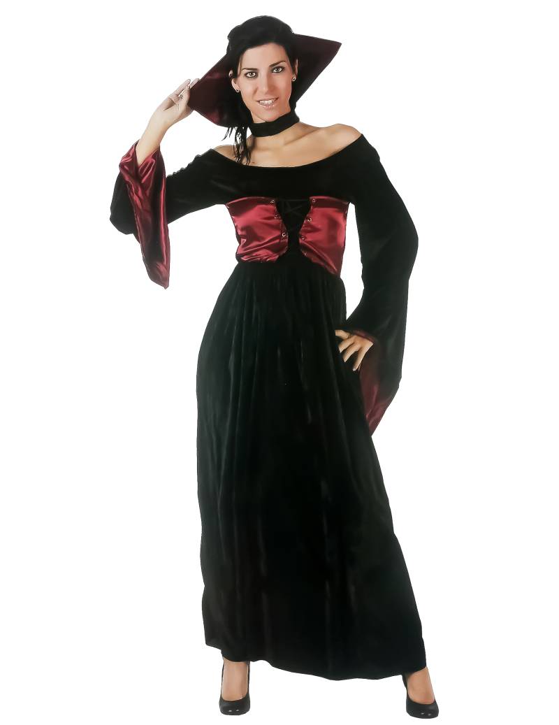 Edle Vampir-Lady Halloween Kostüm für Damen schwarz-rot von ATOSA