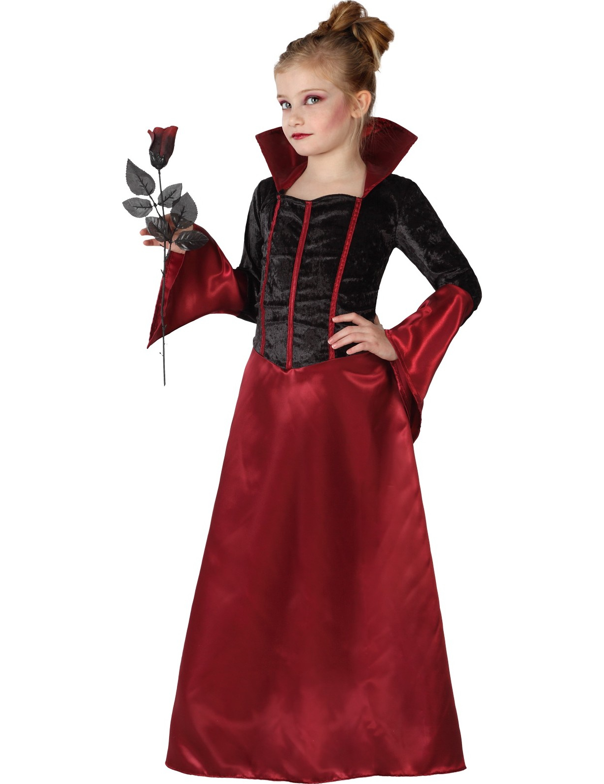 Elegante Vampirin Halloween-Kinderkostüm schwarz-rot von ATOSA