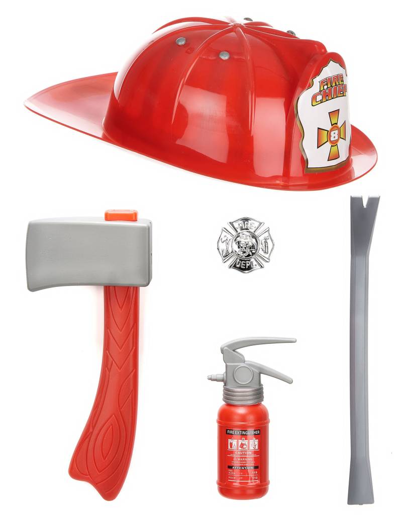 Feuerwehrmann Set Kostümzubehör für Kinder 5-teilig rot-silber von ATOSA