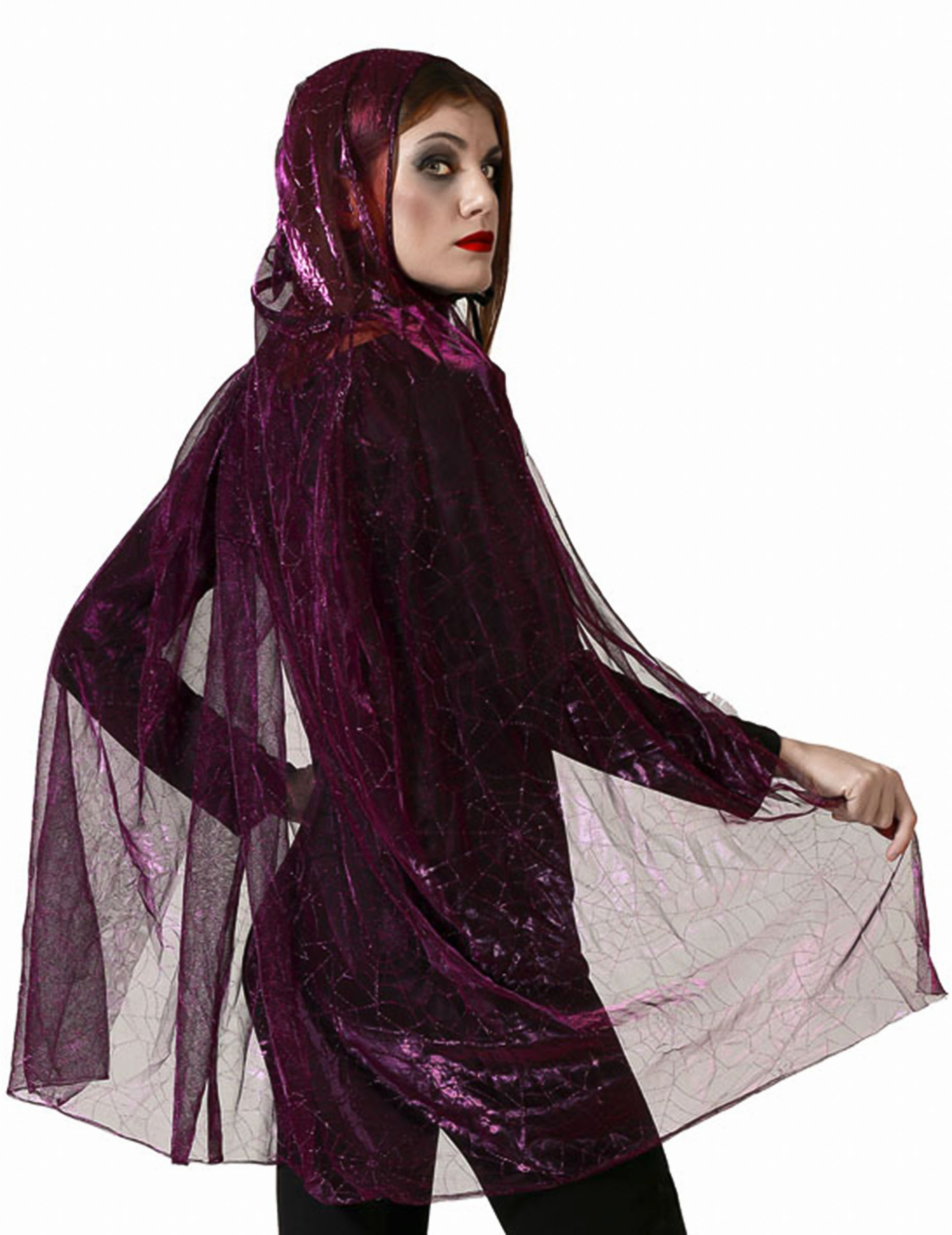 Spinnennetz Kapuzenumhang für Erwachsene lila 100 cm Spinnennetz Kapuzenumhang für Erwachsene lila 100 cm von ATOSA