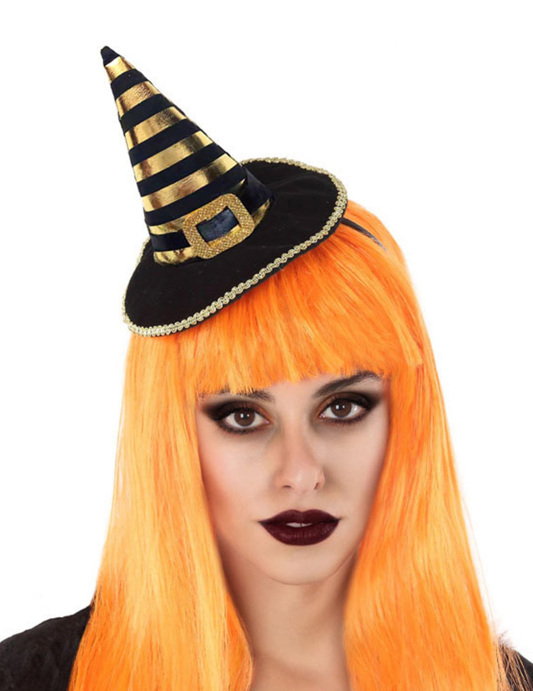 Mini-Hexenhut Halloween-Accessoire schwarz-gold von ATOSA