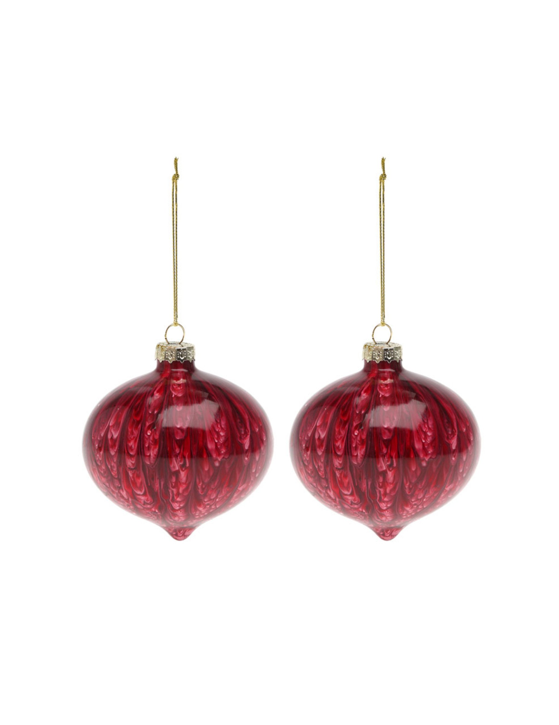 Rautenförmige Christbaumkugeln aus Glas marmoriert 2 Stück rot 8 cm Rautenförmige Christbaumkugeln aus Glas marmoriert 2 Stück rot 8 cm von ATOSA
