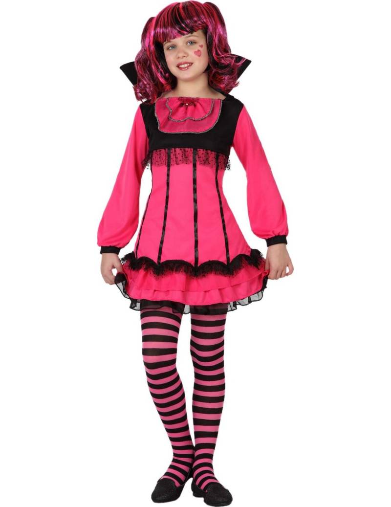 Süsse Vampirin Halloween-Kinderkostüm für Mädchen pink-schwarz von ATOSA