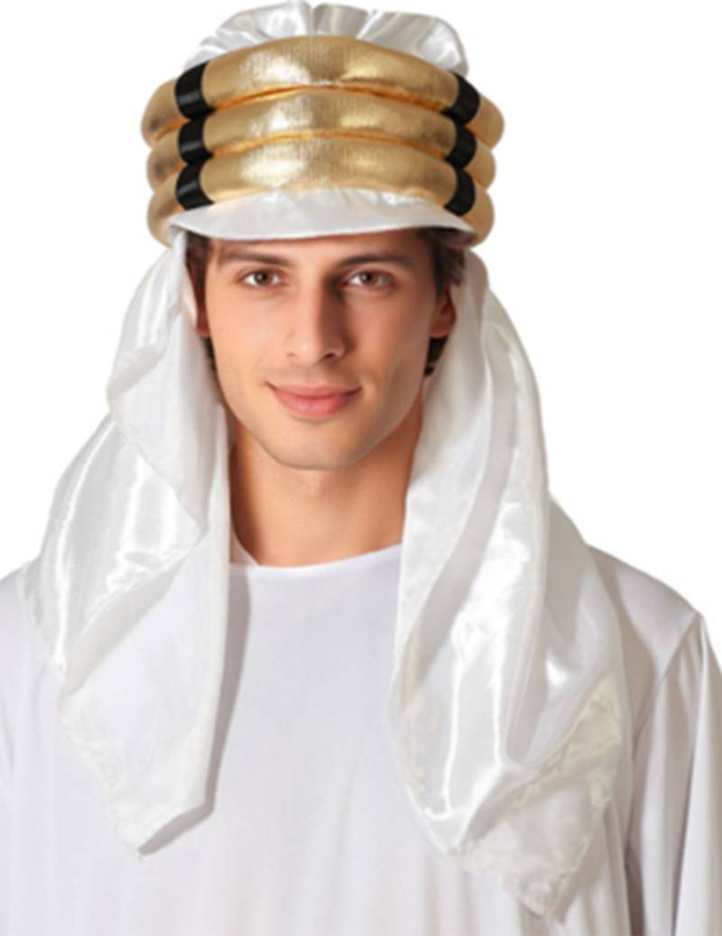 Sultan Turban Arabisch Weiss und Gold Erwachsene von ATOSA