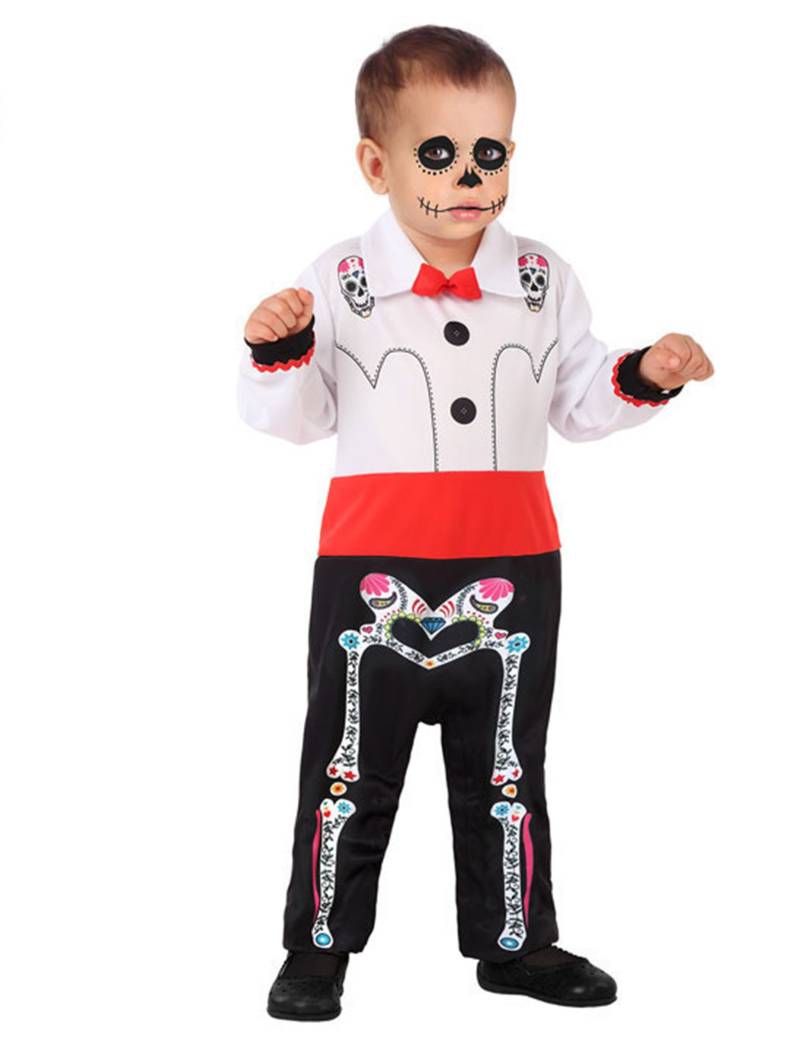 Tag der Toten-Kostüm für Babys Halloweenkostüm schwarz-weiss-rot von ATOSA