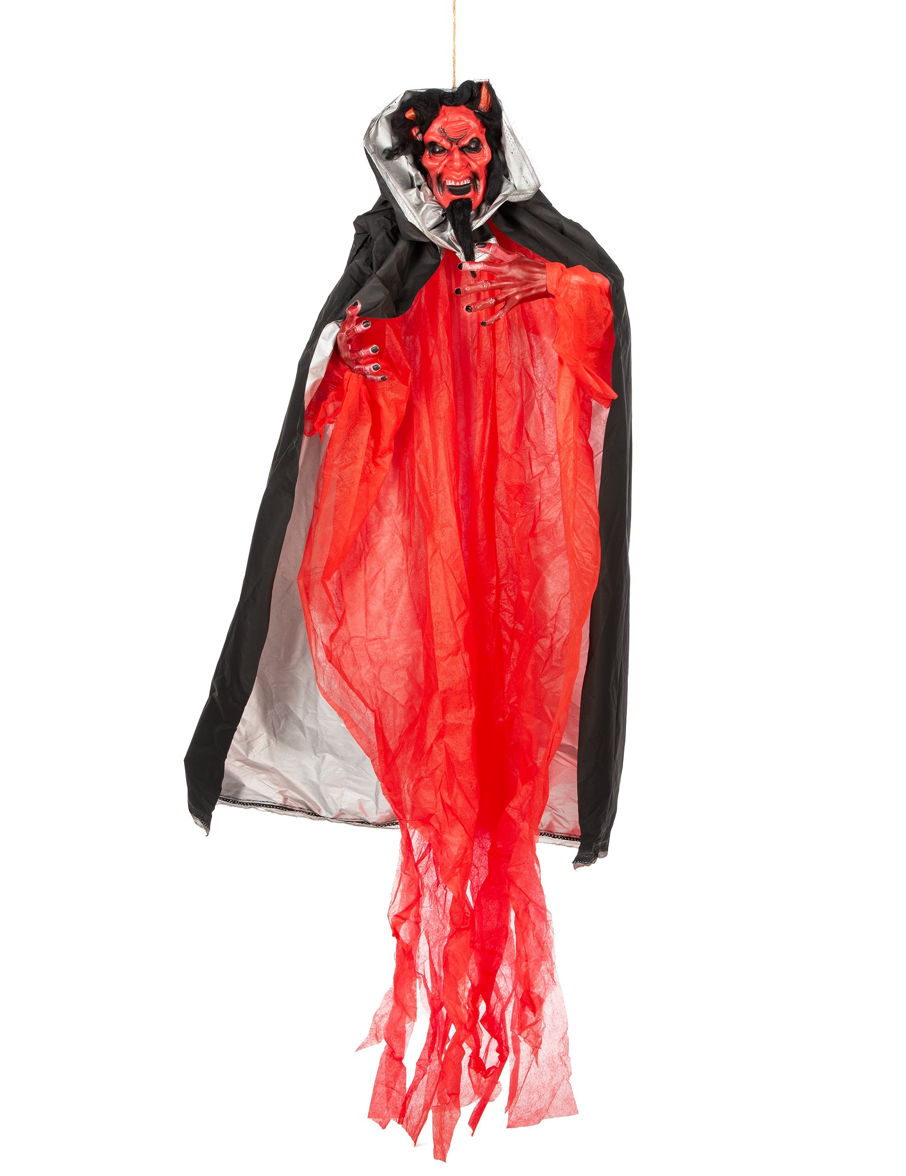 Teufel-Dekofigur animiert mit Leuchteffekt Halloween Partydeko rot-schwarz 190 cm von ATOSA