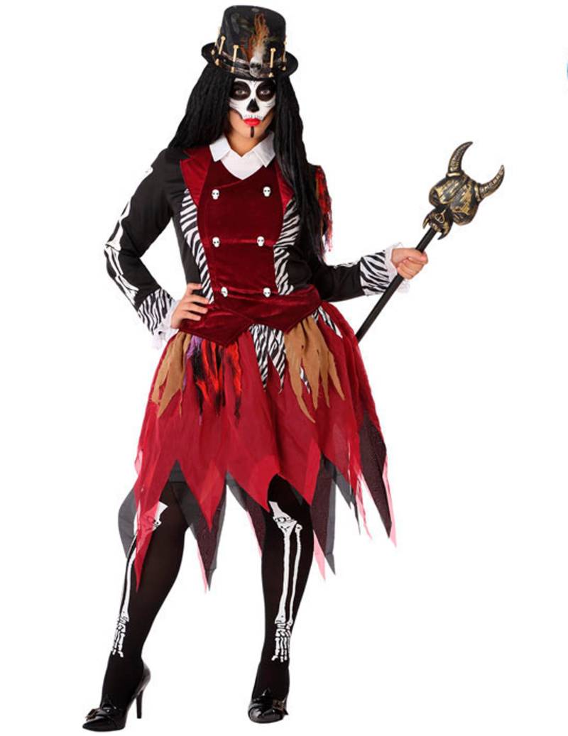 Voodoo-Kostüm für Damen Halloween-Kostüm für Damen schwarz-weiss von ATOSA