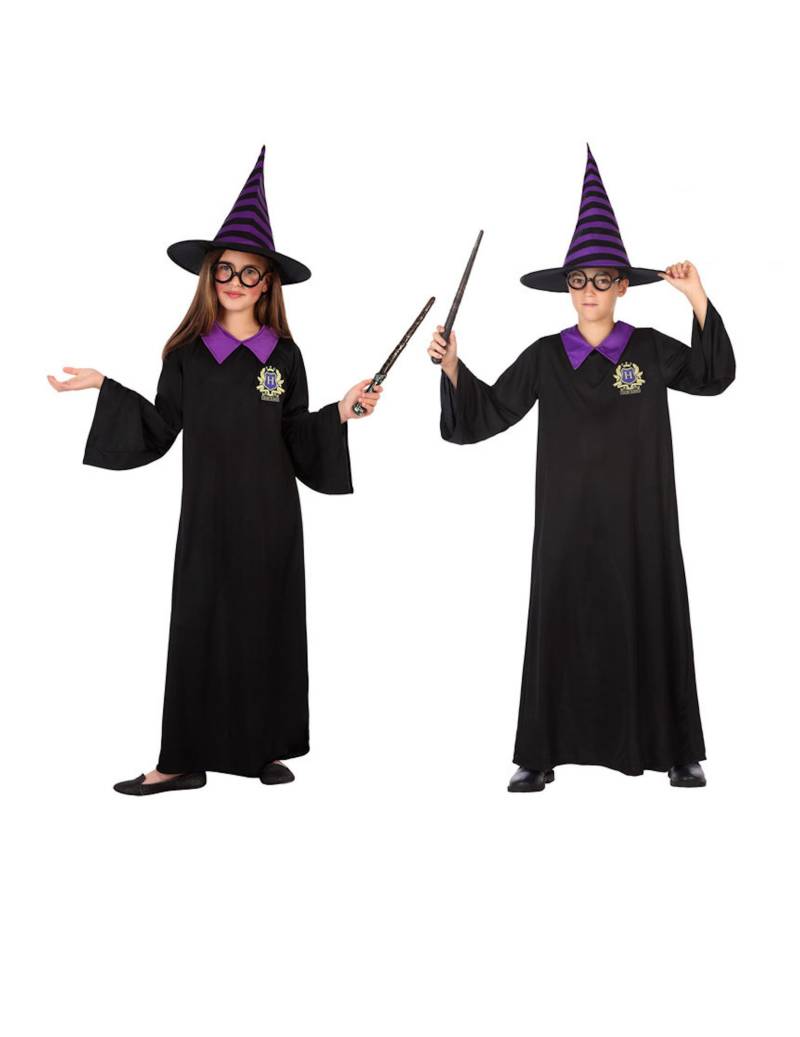 Zauberschüler-Kostüm für Kinder Halloween-Kostüm schwarz-violett von ATOSA