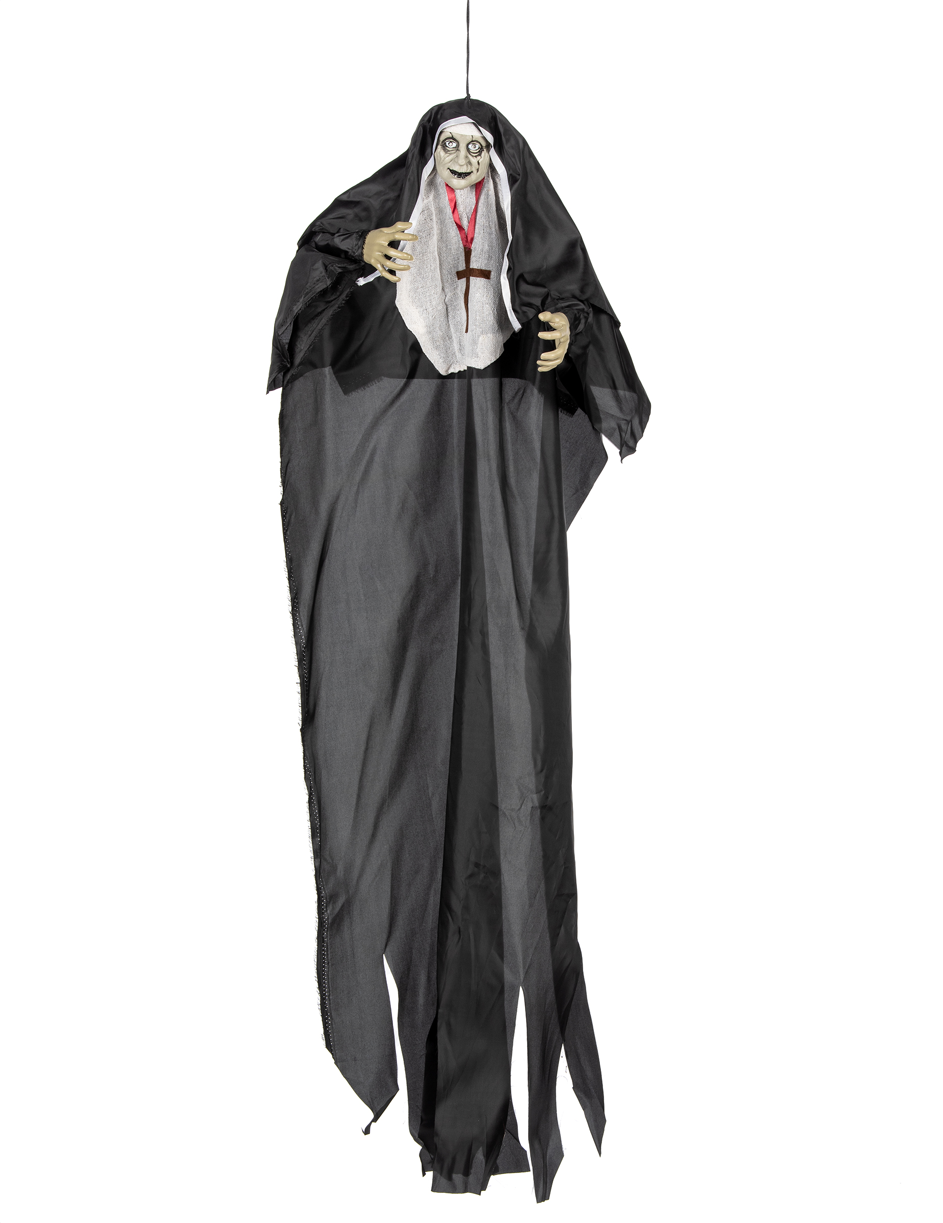 Zombienonne-Dekofigur mit Leuchteffekt Halloween-Hängedeko schwarz-weiss 137 cm von ATOSA