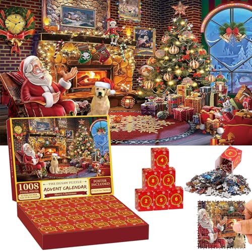 1008 Teile Weihnachten Jigsaw Adventskalender 2024 Erwachsene Kinder Weihnachtspuzzle Adventskalender 2024 Jungen Mädchen Weihnachten Adventskalender Jigsaw Puzzles Weihnachten Spielzeug von ATOWORLD