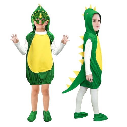 Dinosaurier Kostüm kinder 4-5 Jahre Tier Drachen Kostüm Kinder Jungen Mädchen Dino Kostüm kinder 104 -116 T Rex Dinokostüm Kinder Dinosaurier Onesie Jumpsuit kostüm Dino Kinder für Karneval Faschings von ATOWORLD