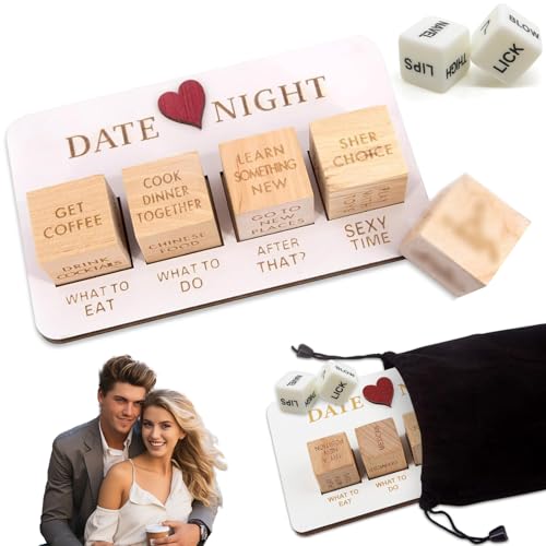 ATSGJLZN Date Night Würfel Deutsch,Date Ideen für Paare,das Date Würfelspiel,Würfelspiele für Erwachsene mit Schwarzer Tasche von ATSGJLZN