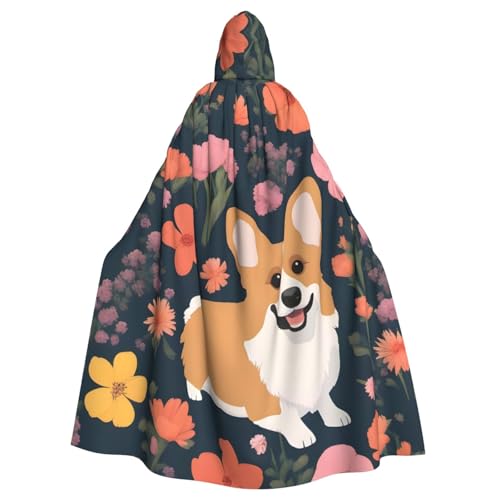 ATTBBH Corgi Kapuzenumhang mit Blumenmuster für Halloween, Rollenspiele und Kostümpartys – bequem und langlebig von ATTBBH