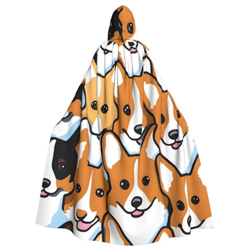 ATTBBH Corgi Pattern Prints Kapuzenumhang für Halloween, Rollenspiele und Kostümpartys – bequem und langlebig von ATTBBH