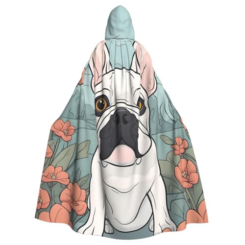 ATTBBH Kapuzenumhang mit Cartoon-Motiv Französische Bulldogge für Halloween, Rollenspiele und Kostümpartys – bequem und langlebig von ATTBBH