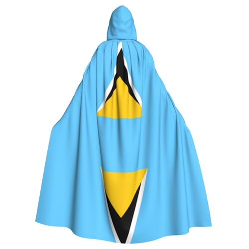 ATTBBH Kapuzenumhang mit Flagge von St. Lucia für Halloween, Rollenspiele und Kostümpartys – bequem und langlebig von ATTBBH