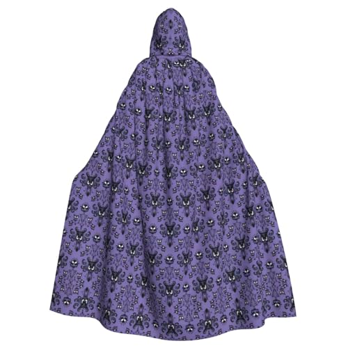 ATTOUD Haunted Mansion Print Hooded Cloak Cape Halloween Medieval Costume Full Length Halloween Christmas Costume von ATTOUD