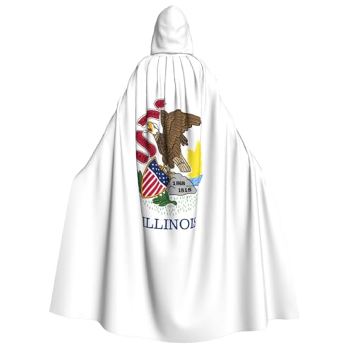 ATTOUD Illinois Umhang mit Staatsflagge, Halloween, volle Länge, mit Kapuze, perfekt für Cosplay, Kostüme, dramatische Veranstaltungen von ATTOUD