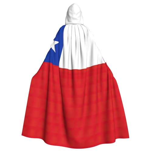 ATTOUD Kapuzenumhang mit Flagge von Chile, Halloween, Mittelalter-Kostüm, volle Länge, Halloween-Weihnachtskostüm von ATTOUD