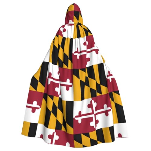 ATTOUD Maryland State Flag Print Hooded Cloak Cape Halloween Medieval Costume Full Length Halloween Christmas Costume von ATTOUD