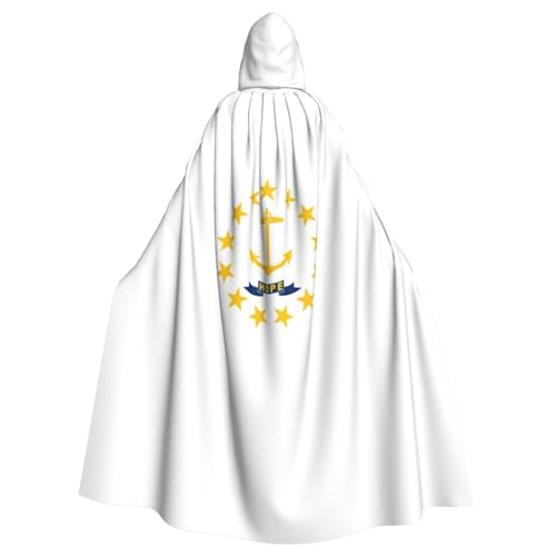 ATTOUD Rhode Island State Flag Print Kapuzenumhang Umhang Halloween Mittelalter Kostüm volle Länge Halloween Weihnachten Kostüm von ATTOUD