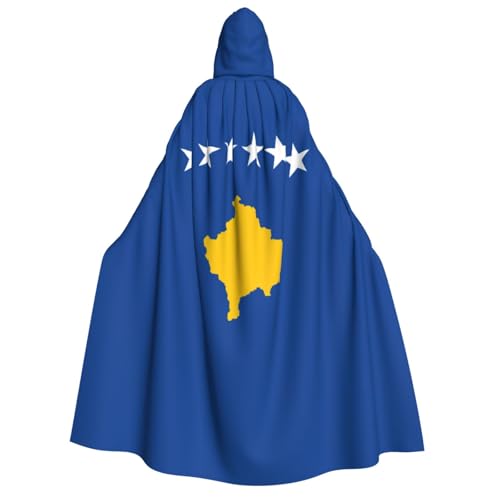 ATTOUD Umhang mit Kapuze in voller Länge, Motiv: Flagge des Kosovo, perfekt für Cosplay, Kostüme, dramatische Veranstaltungen von ATTOUD