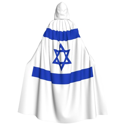 ATTOUD Umhang mit Kapuze in voller Länge, Motiv: israelische Flagge, perfekt für Cosplay, Kostüme, dramatische Veranstaltungen von ATTOUD