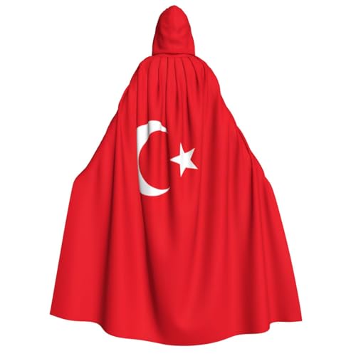 ATTOUD Umhang mit Kapuze in voller Länge mit Flagge der Türkei, perfekt für Cosplay, Kostüme, dramatische Veranstaltungen von ATTOUD