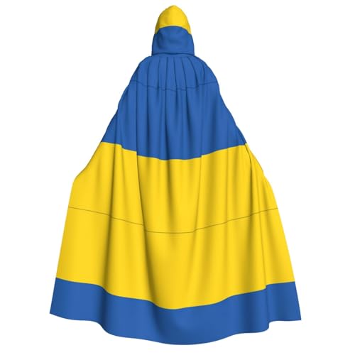 ATTOUD Umhang mit Kapuze und Ukraine-Flagge, voller Länge, perfekt für Cosplay, Kostüme, dramatische Veranstaltungen von ATTOUD