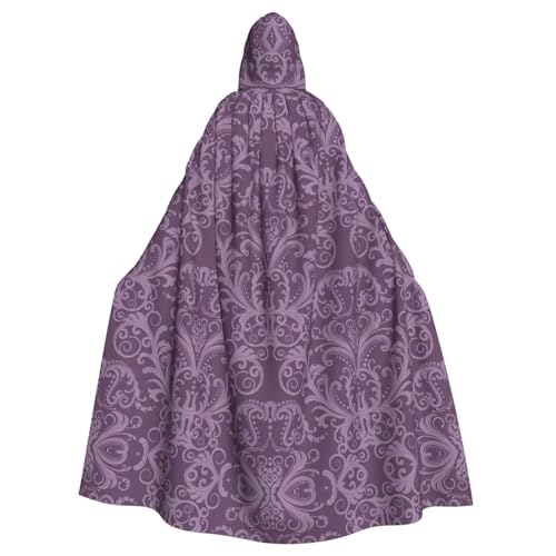 ATTOUD Umhang mit Kapuze und violettem Aufdruck, Halloween, Mittelalter-Kostüm, volle Länge, Halloween, Weihnachten von ATTOUD