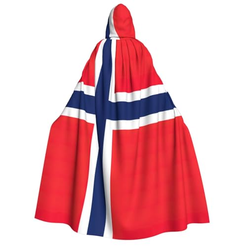 ATTOUD Umhang mit Norwegischer Flagge, Halloween, volle Länge, mit Kapuze, perfekt für Cosplay, Kostüme, dramatische Veranstaltungen von ATTOUD