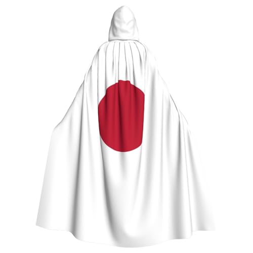 ATTOUD Umhang mit japanischer Flagge, Kapuzenumhang, Halloween, Mittelalter-Kostüm, volle Länge, Halloween, Weihnachten von ATTOUD