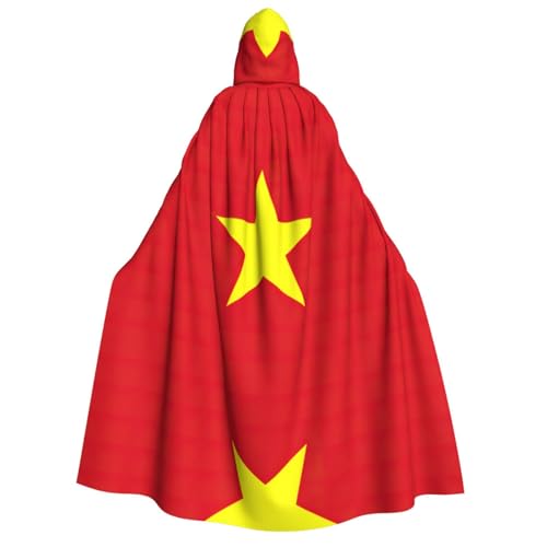 ATTOUD Umhang mit vietnamesischer Flagge, Halloween, volle Länge, mit Kapuze, perfekt für Cosplay, Kostüme, dramatische Veranstaltungen von ATTOUD