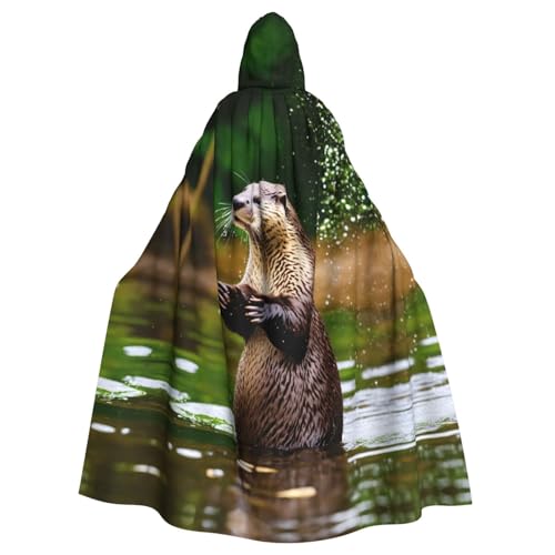 Umhang mit Kapuze, niedlicher brauner Otter-Druck, Halloween, Mittelalter-Kostüm, volle Länge, Halloween-Weihnachtskostüm von ATTOUD